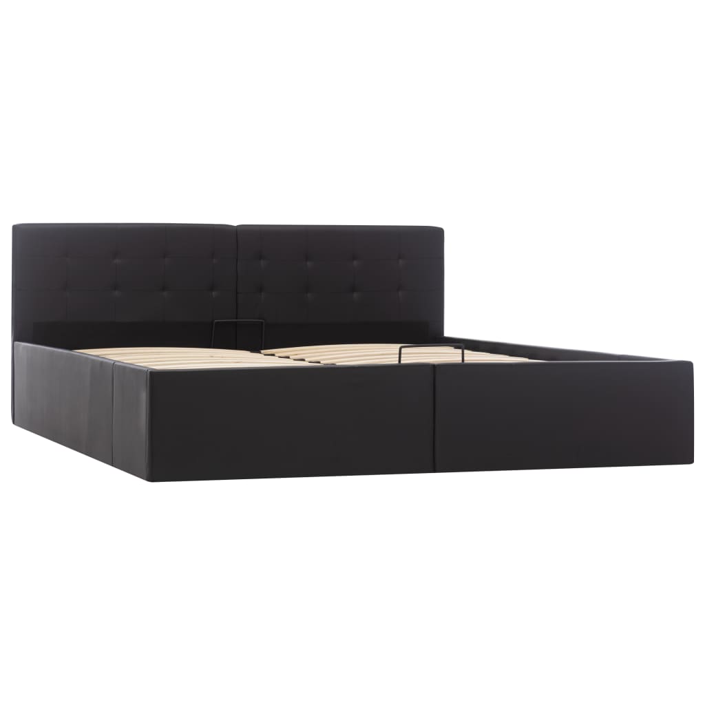 sengeramme uden madras med hydraulisk opbevaring 160x200cm sort