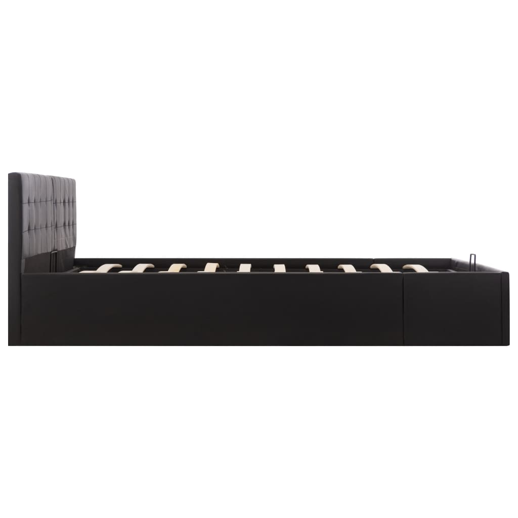sengeramme uden madras med hydraulisk opbevaring 180x200cm sort