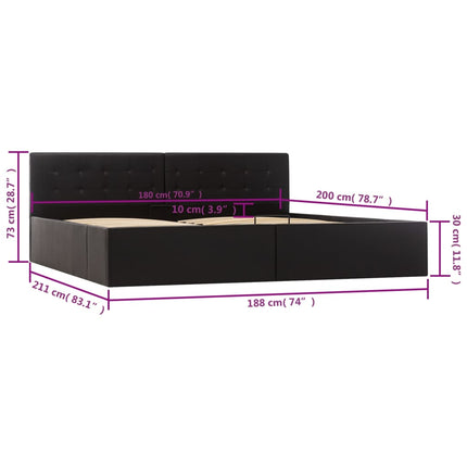 sengeramme uden madras med hydraulisk opbevaring 180x200cm sort