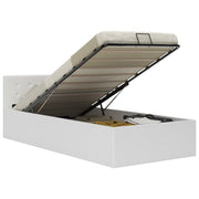 hydraulisk opbevaringsseng 90 x 200 cm kunstlæder hvid