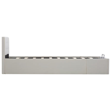 hydraulisk opbevaringsseng 90 x 200 cm kunstlæder hvid