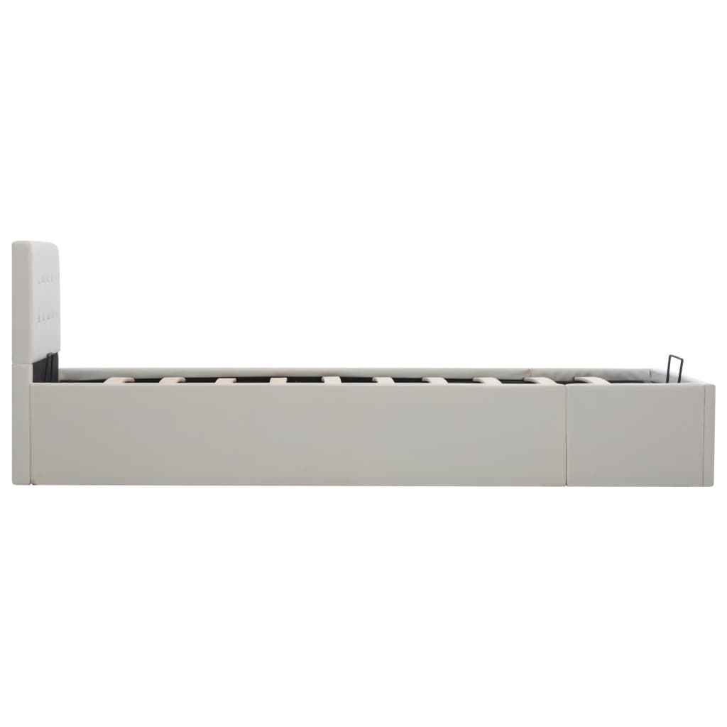 hydraulisk opbevaringsseng 90 x 200 cm kunstlæder hvid