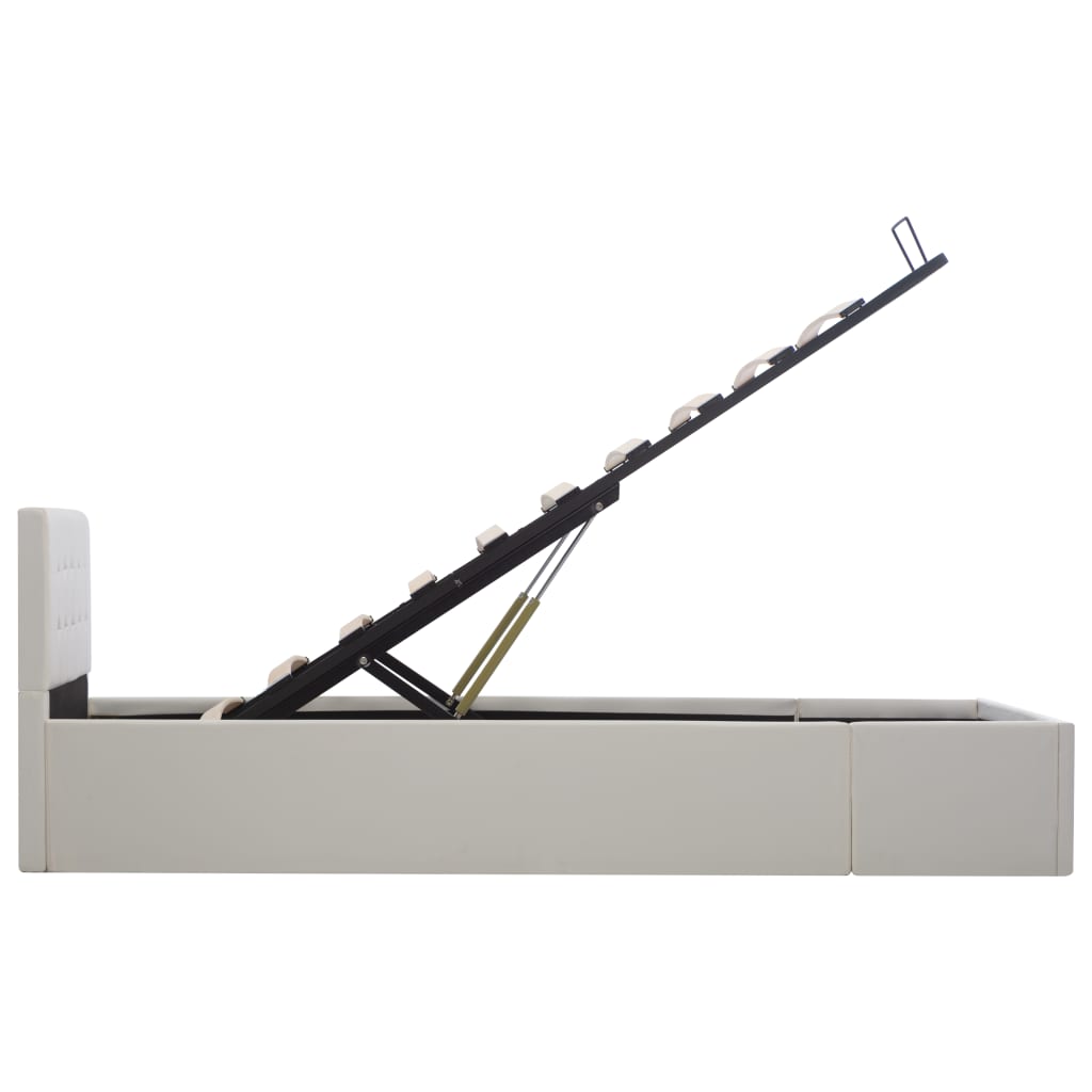 hydraulisk opbevaringsseng 90 x 200 cm kunstlæder hvid