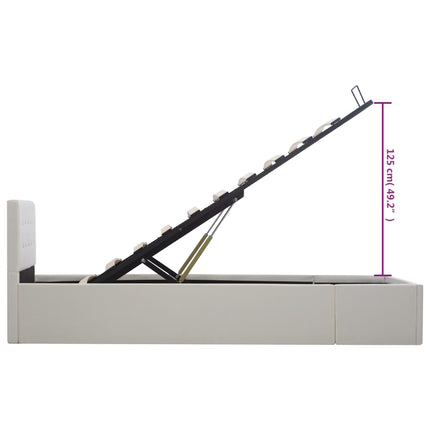 hydraulisk opbevaringsseng 100 x 200 cm kunstlæder hvid