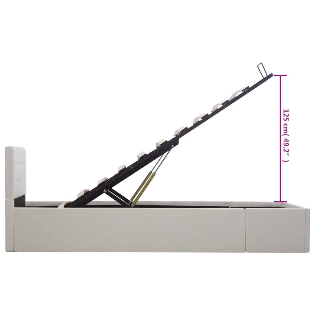 hydraulisk opbevaringsseng 100 x 200 cm kunstlæder hvid
