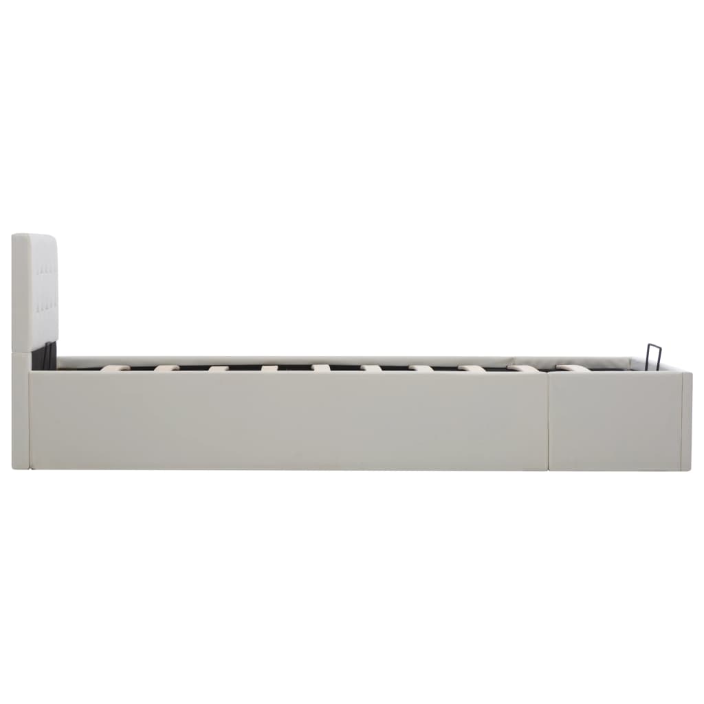 hydraulisk opbevaringsseng 100 x 200 cm kunstlæder hvid