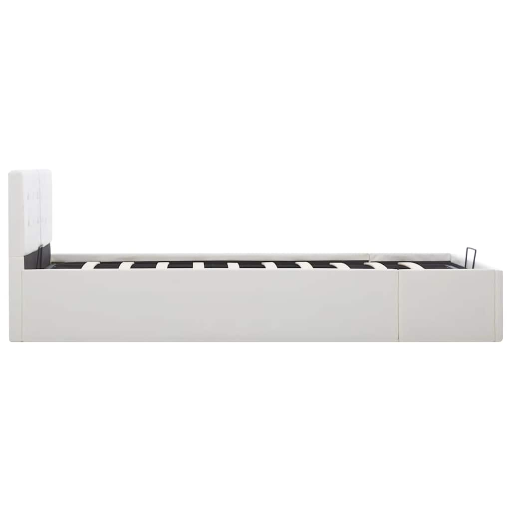 hydraulisk opbevaringsseng 120 x 200 cm kunstlæder hvid