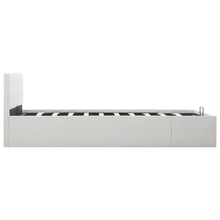 hydraulisk opbevaringsseng 140 x 200 cm kunstlæder hvid