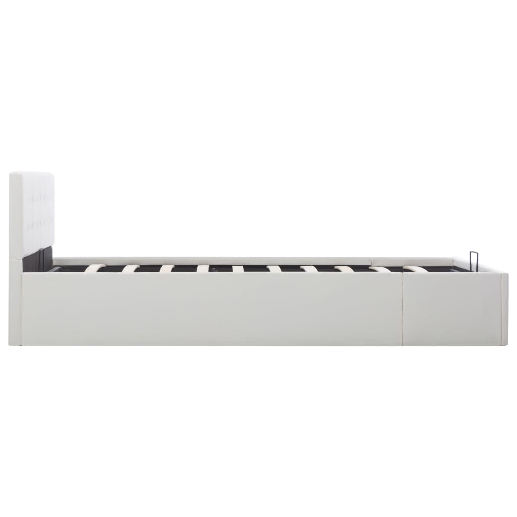 hydraulisk opbevaringsseng 140 x 200 cm kunstlæder hvid