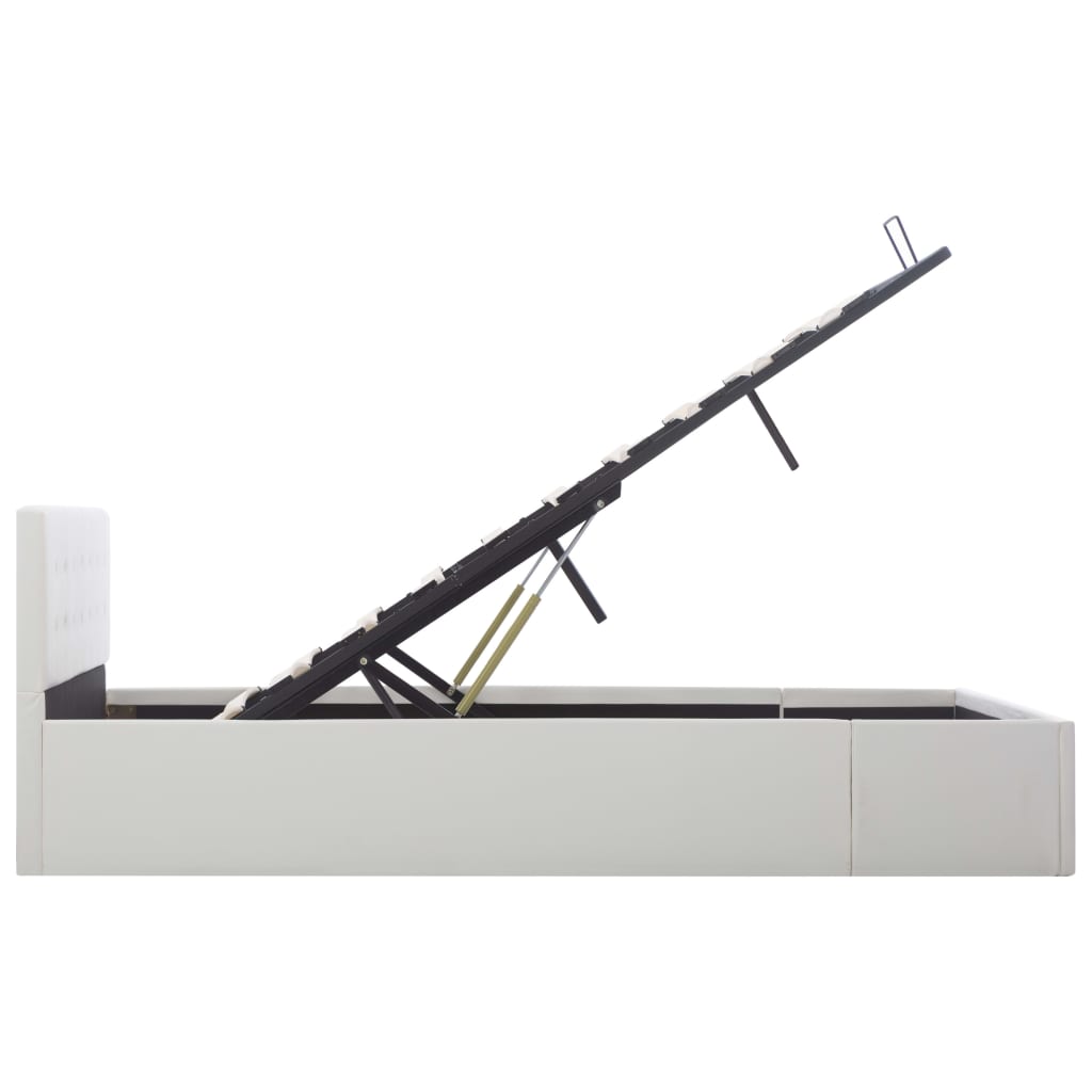 hydraulisk opbevaringsseng 140 x 200 cm kunstlæder hvid