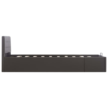 hydraulisk opbevaringsseng 90x200 cm kunstlæder grå