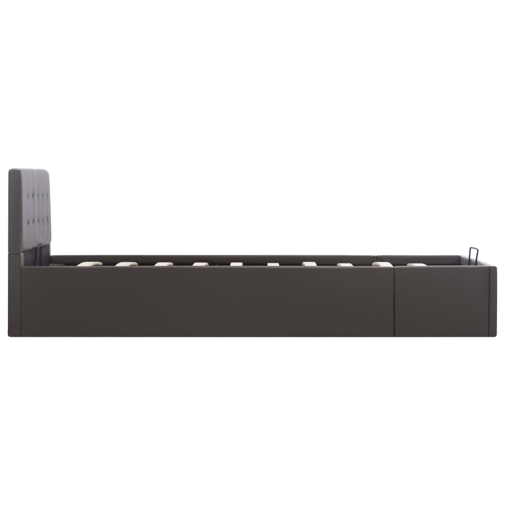 hydraulisk opbevaringsseng 90x200 cm kunstlæder grå