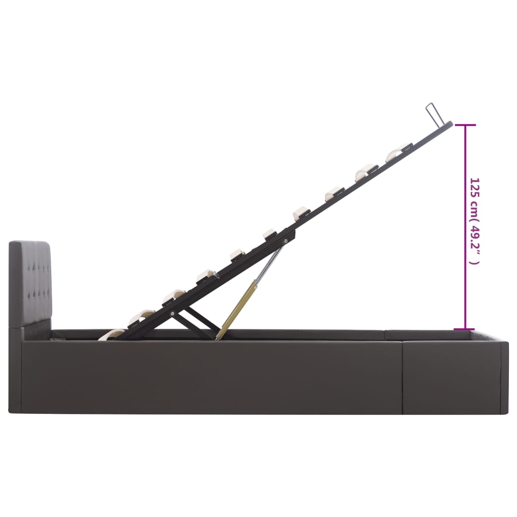 hydraulisk opbevaringsseng 100 x 200 cm kunstlæder grå