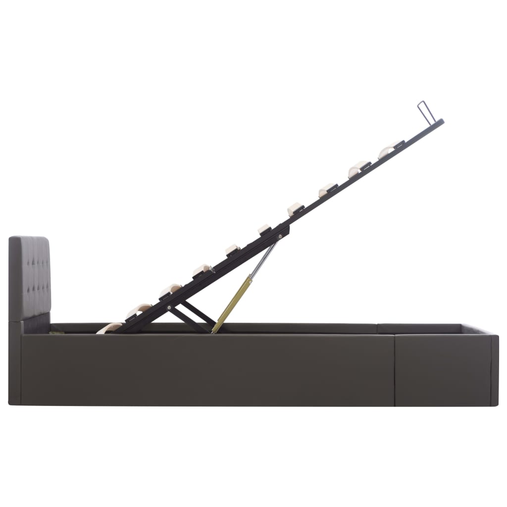 hydraulisk opbevaringsseng 100 x 200 cm kunstlæder grå