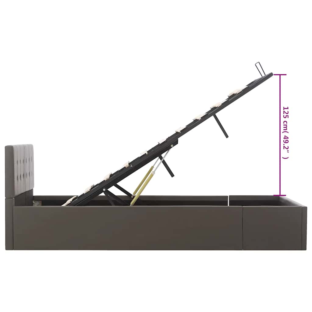 hydraulisk opbevaringsseng 120 x 200 cm kunstlæder grå