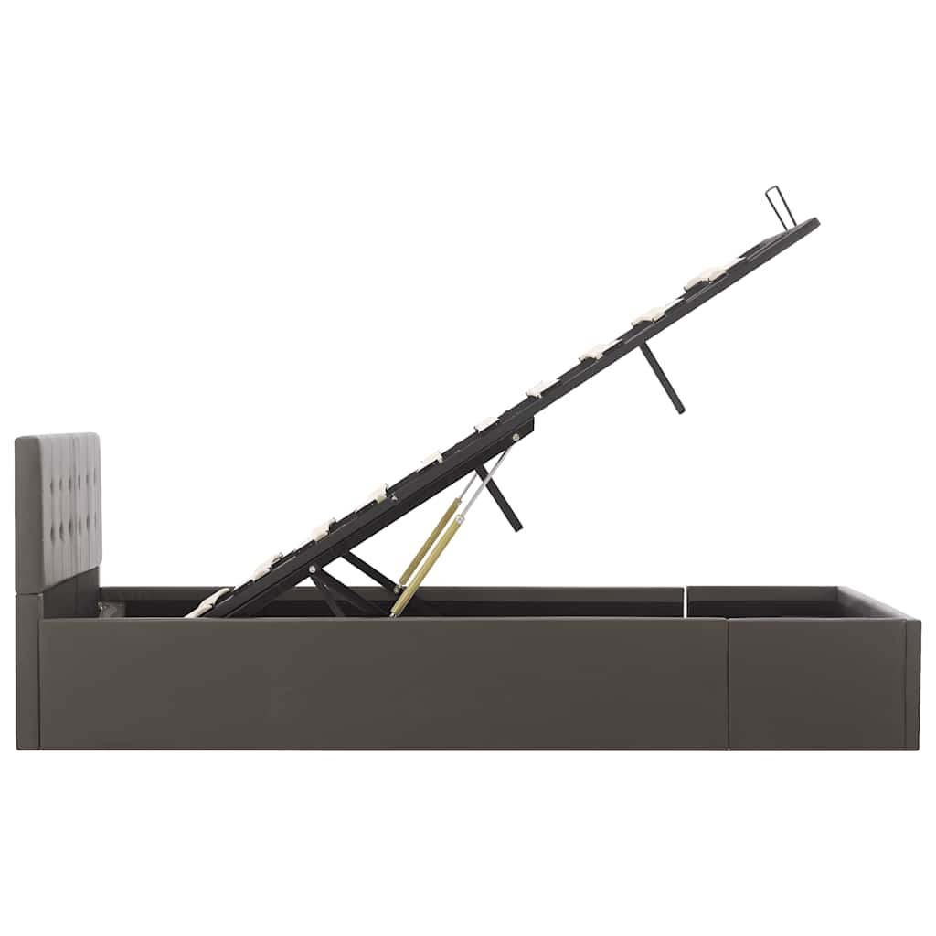 hydraulisk opbevaringsseng 120 x 200 cm kunstlæder grå