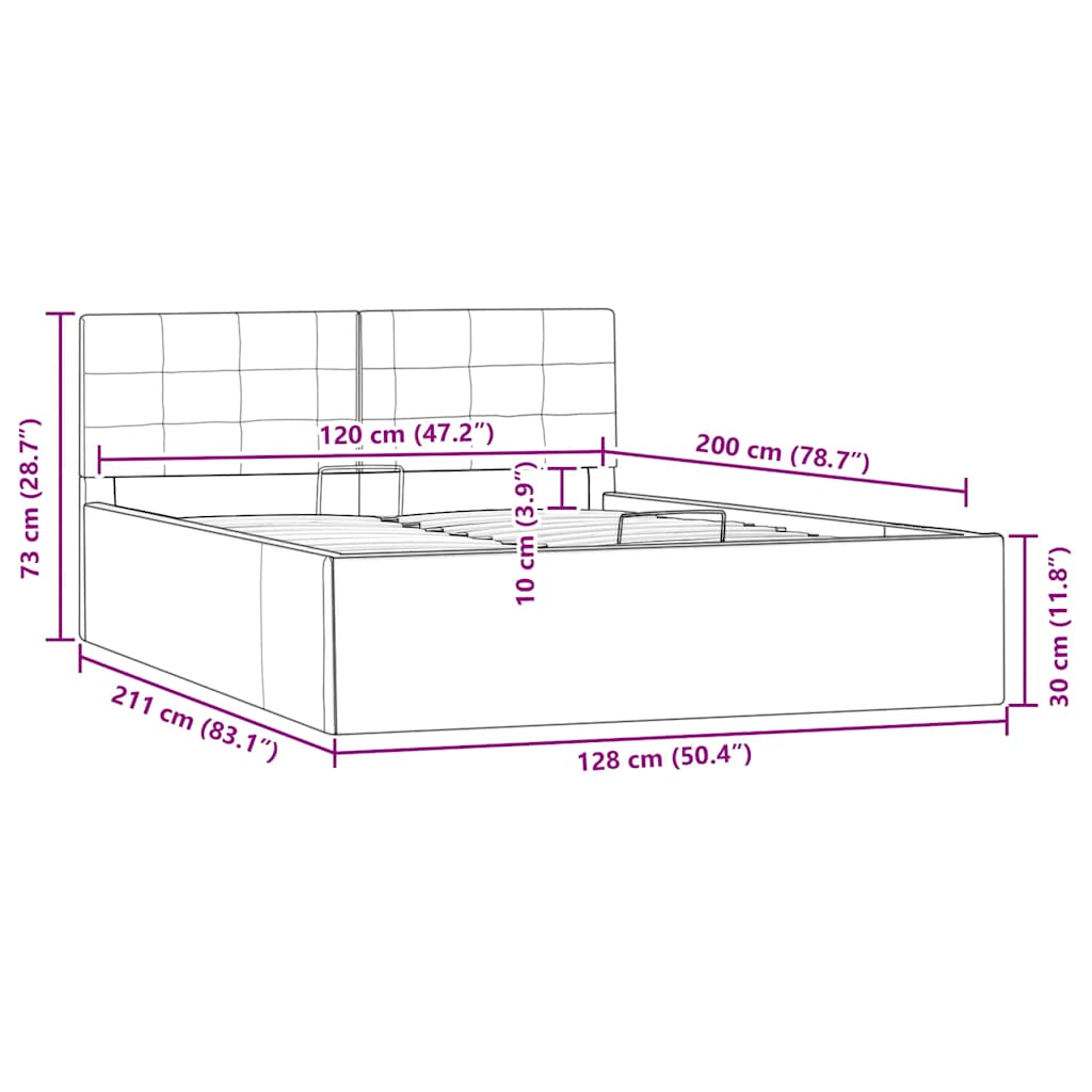hydraulisk opbevaringsseng 120 x 200 cm kunstlæder grå