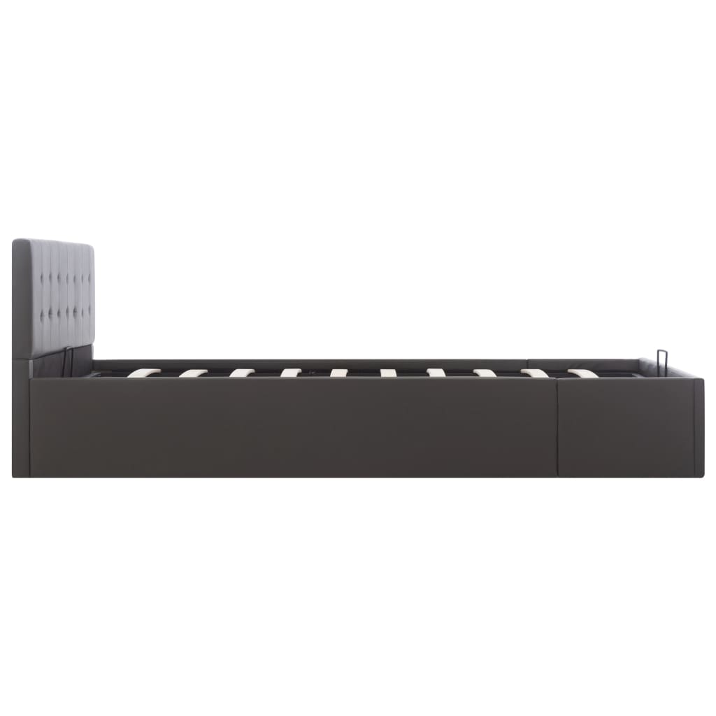 hydraulisk opbevaringsseng 140x200 cm kunstlæder grå