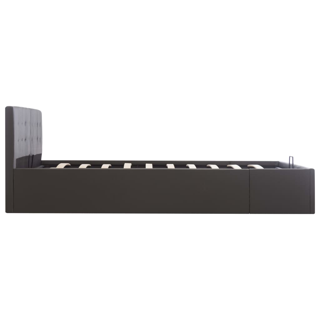 hydraulisk opbevaringsseng 160 x 200 cm kunstlæder grå