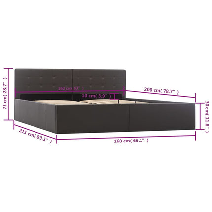 hydraulisk opbevaringsseng 160 x 200 cm kunstlæder grå
