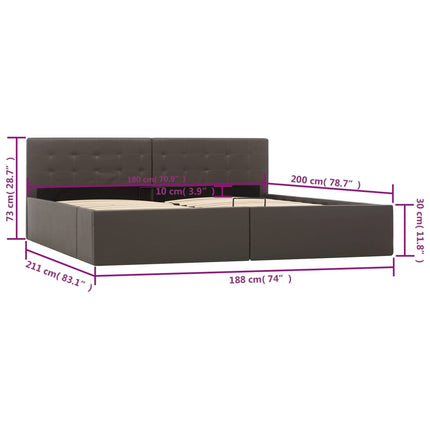 sengeramme uden madras med hydraulisk opbevaring 180x200cm grå