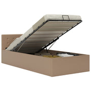 hydraulisk opbevaringsseng 90 x 200 cm kunstlæder cappuccino