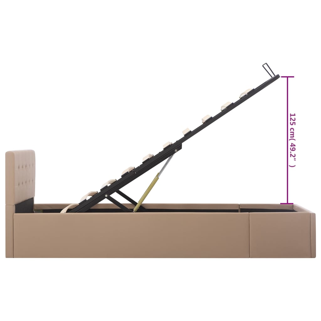 hydraulisk opbevaringsseng 100 x 200 cm kunstlæder cappuccino
