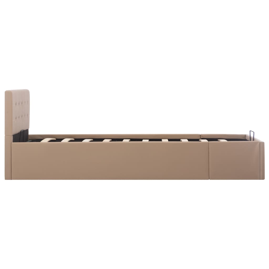 hydraulisk opbevaringsseng 100 x 200 cm kunstlæder cappuccino
