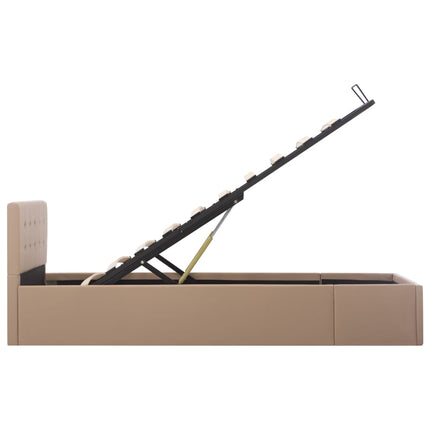 hydraulisk opbevaringsseng 100 x 200 cm kunstlæder cappuccino