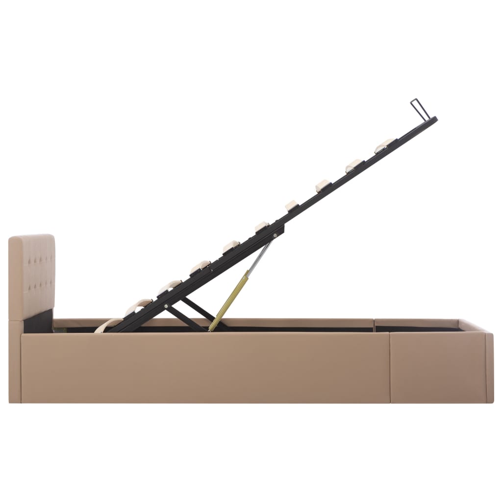 hydraulisk opbevaringsseng 100 x 200 cm kunstlæder cappuccino