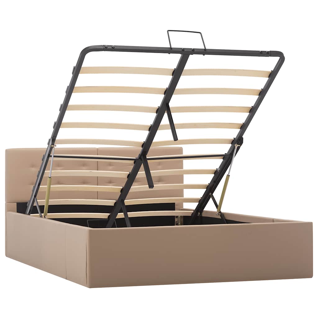 hydraulisk opbevaringsseng 120 x 200 cm kunstlæder cappuccino