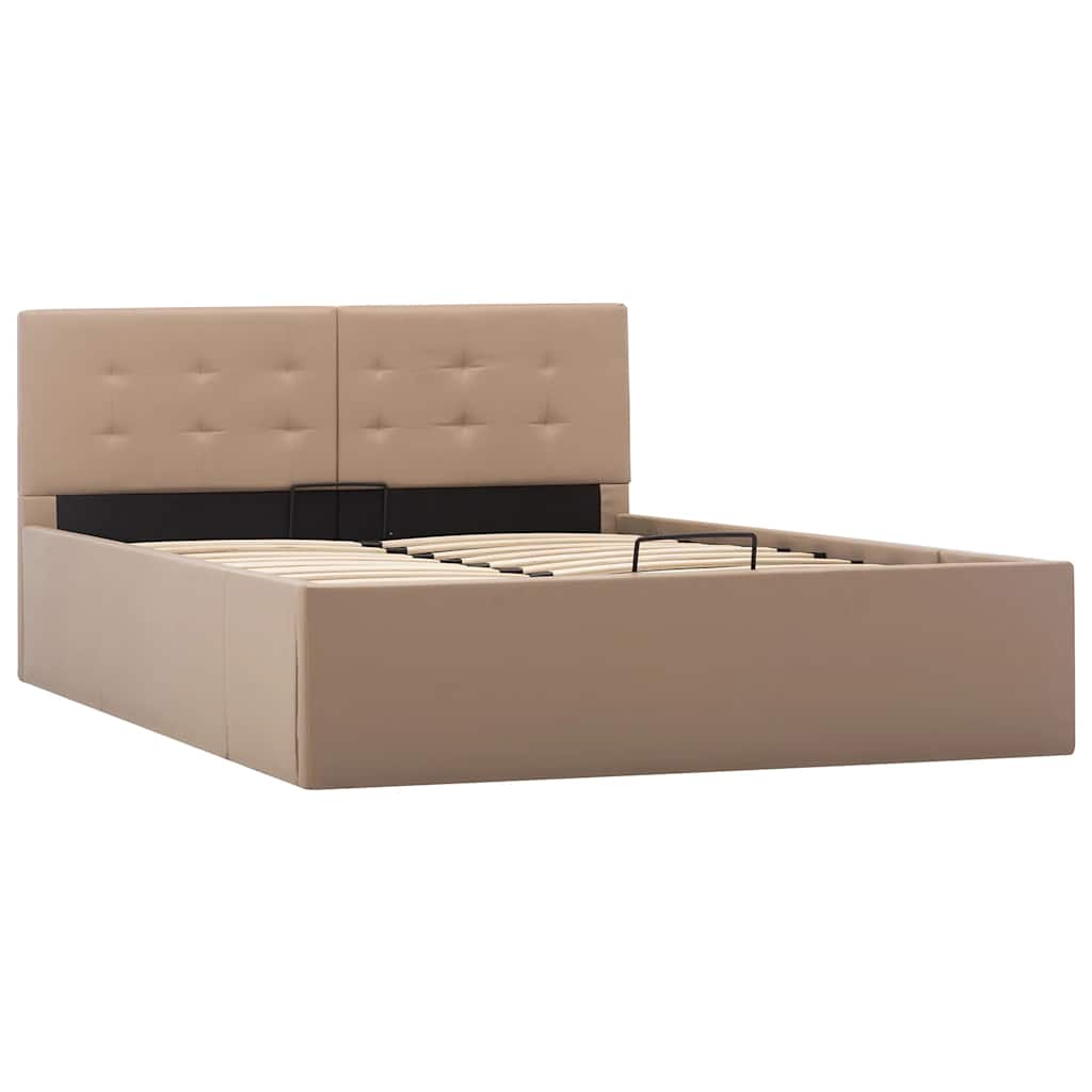 hydraulisk opbevaringsseng 120 x 200 cm kunstlæder cappuccino