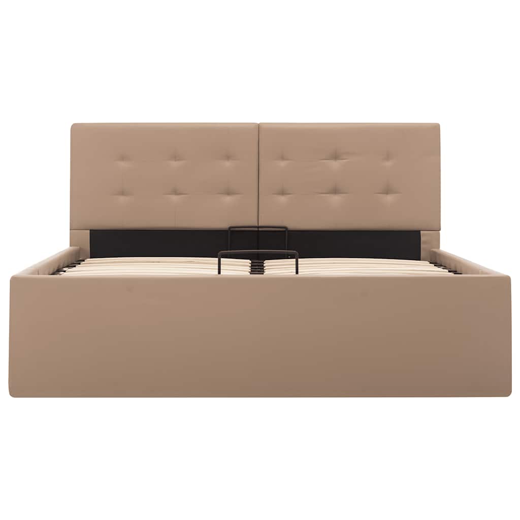 hydraulisk opbevaringsseng 120 x 200 cm kunstlæder cappuccino