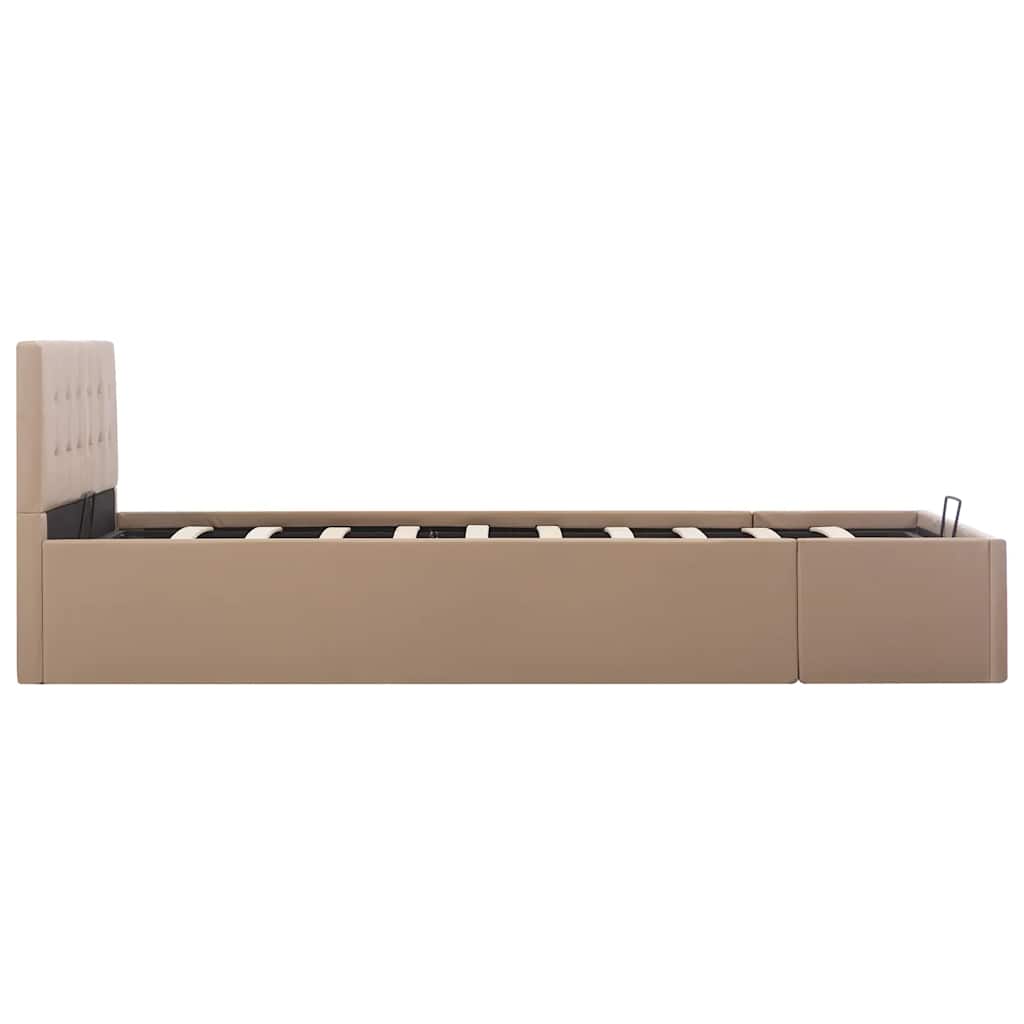 hydraulisk opbevaringsseng 120 x 200 cm kunstlæder cappuccino