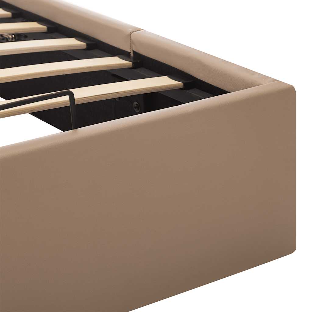 hydraulisk opbevaringsseng 120 x 200 cm kunstlæder cappuccino