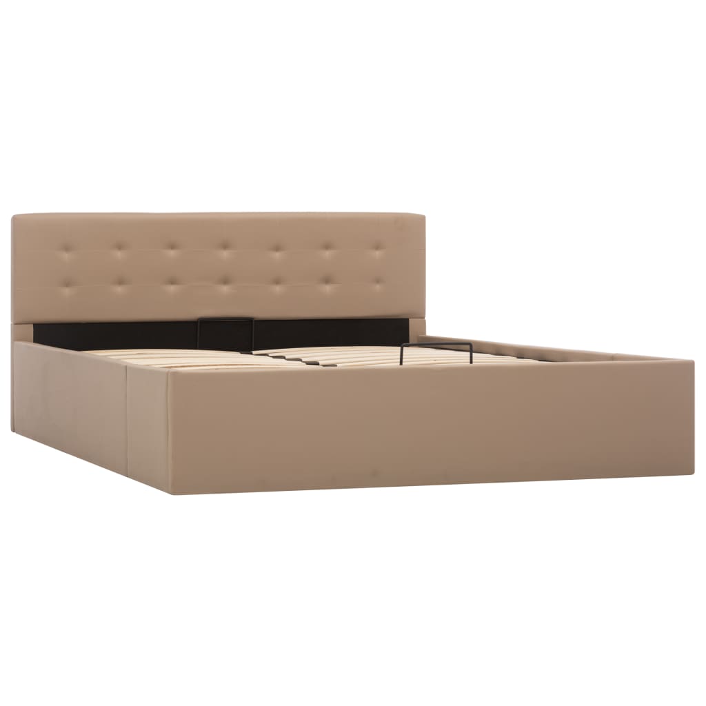 hydraulisk opbevaringsseng 140 x 200 cm kunstlæder cappuccino