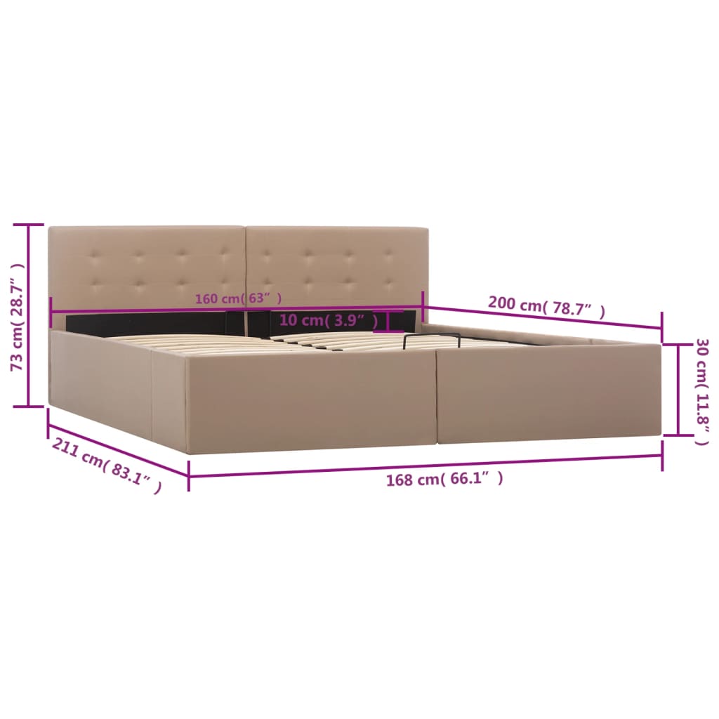 sengeramme uden madras med hydraulisk opbevaring 160x200cm