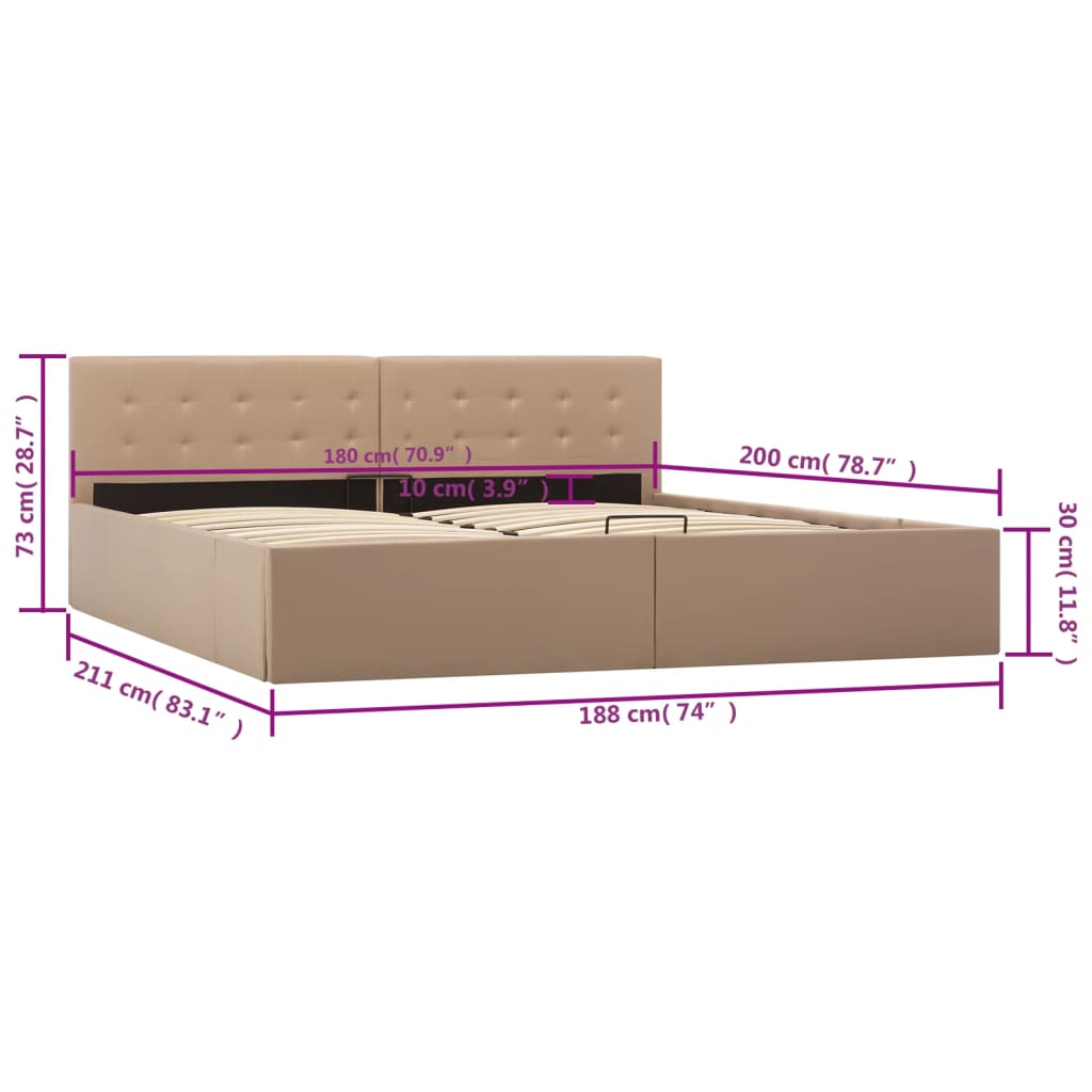 sengeramme uden madras med hydraulisk opbevaring 180x200cm