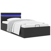 hydraulisk opbevaringsseng med LED 90x200 cm kunstlæder sort