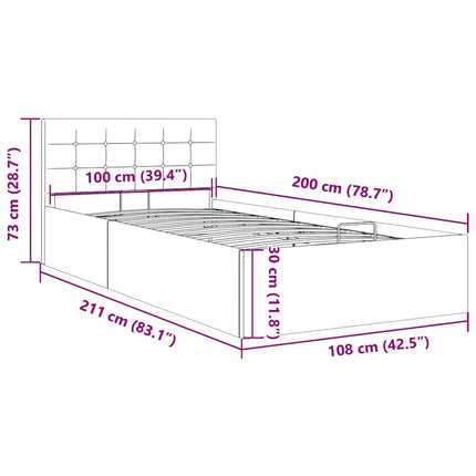 hydraulisk opbevaringsseng 100 x 200 stof mørkegrå