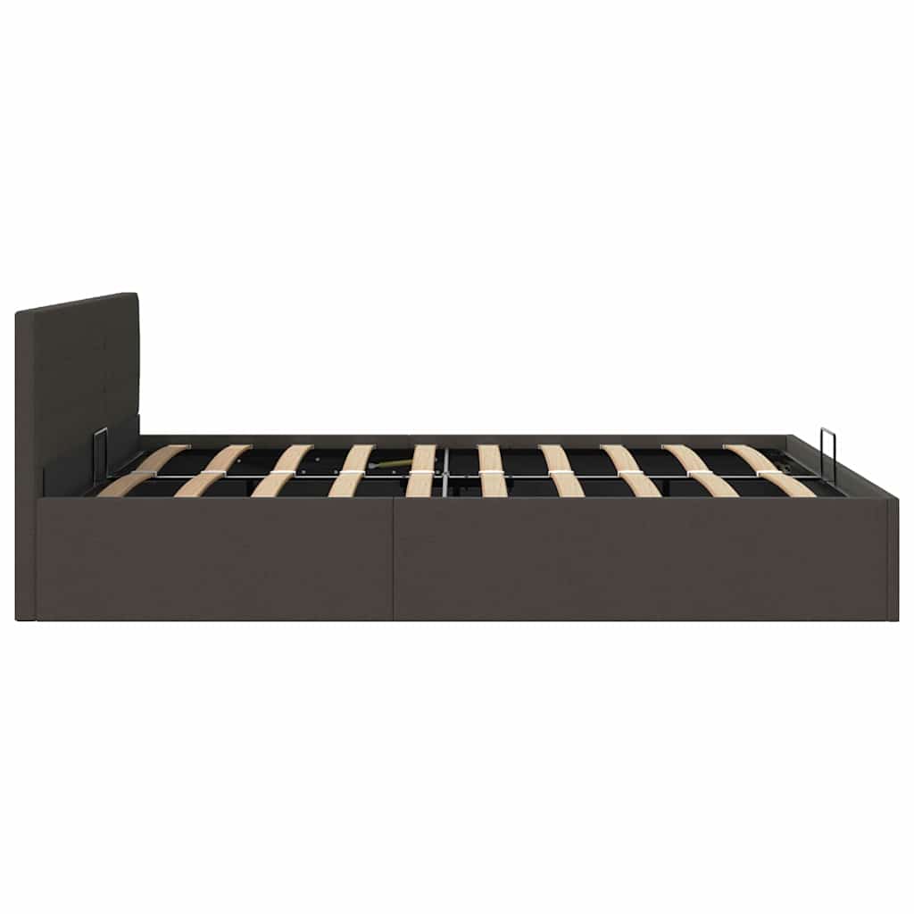 hydraulisk opbevaringsseng 160 x 200 cm stof mørkegrå