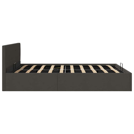 hydraulisk opbevaringsseng 180 x 200 cm stof mørkegrå
