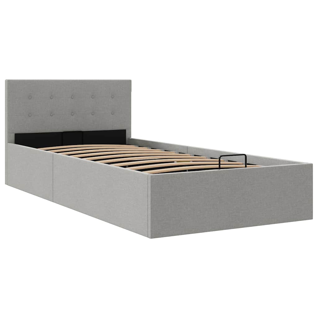 hydraulisk opbevaringsseng 100 x 200 stof lysegrå