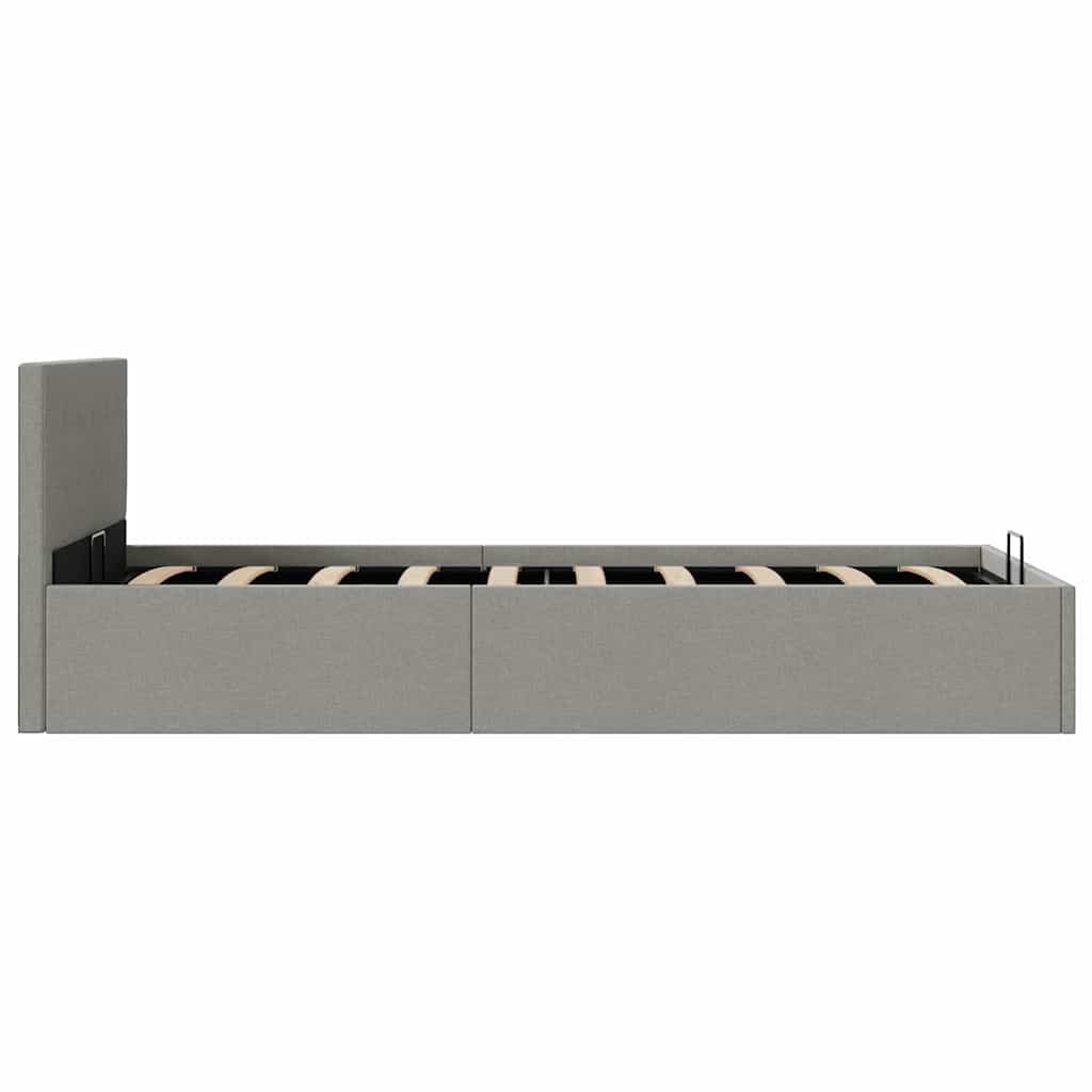 hydraulisk opbevaringsseng 100 x 200 stof lysegrå