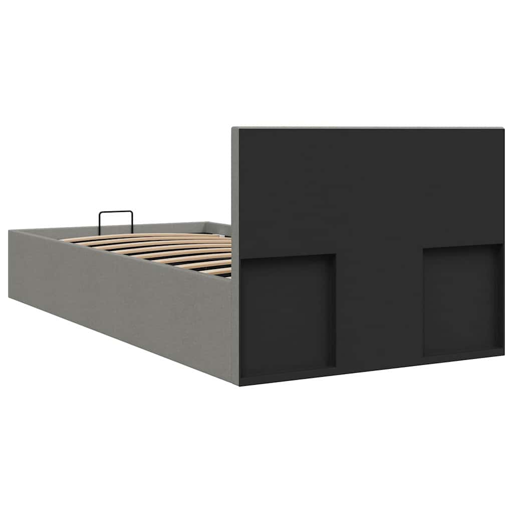 hydraulisk opbevaringsseng 100 x 200 stof lysegrå