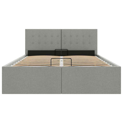hydraulisk opbevaringsseng 120 x 200 stof lysegrå