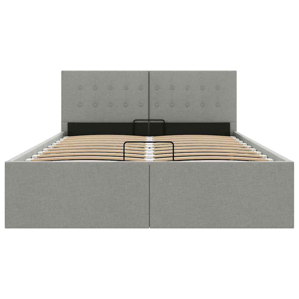 hydraulisk opbevaringsseng 120 x 200 stof lysegrå