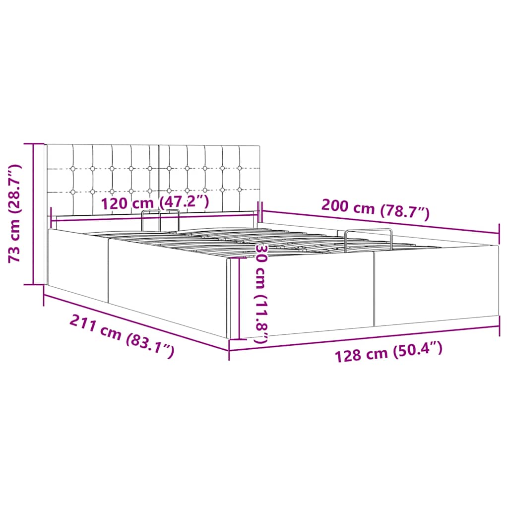 hydraulisk opbevaringsseng 120 x 200 stof lysegrå