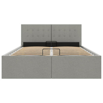 hydraulisk opbevaringsseng 140 x 200 stof lysegrå