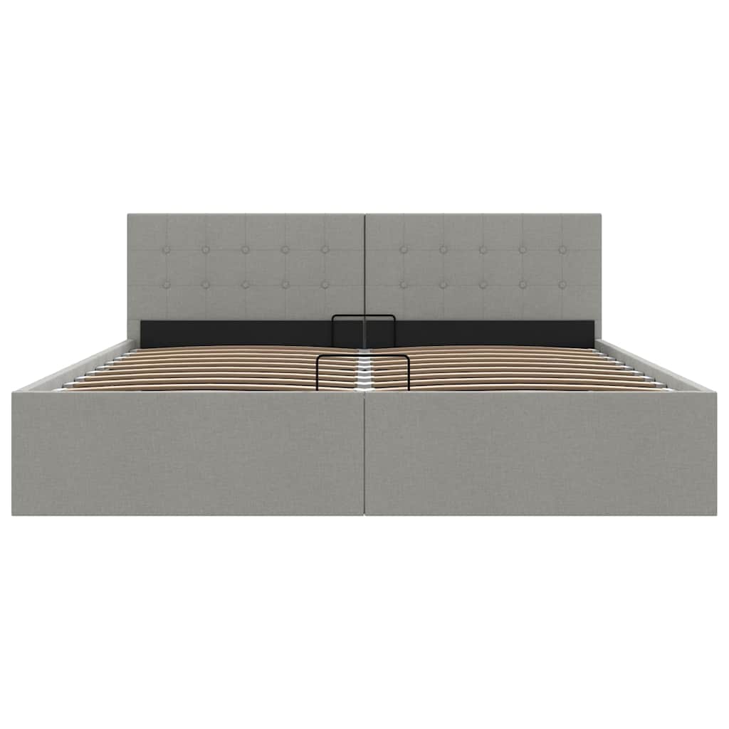 hydraulisk opbevaringsseng 160 x 200 cm stof lysegrå